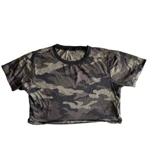 Aero Green and Brown Camouflage Crop Top Size Medium